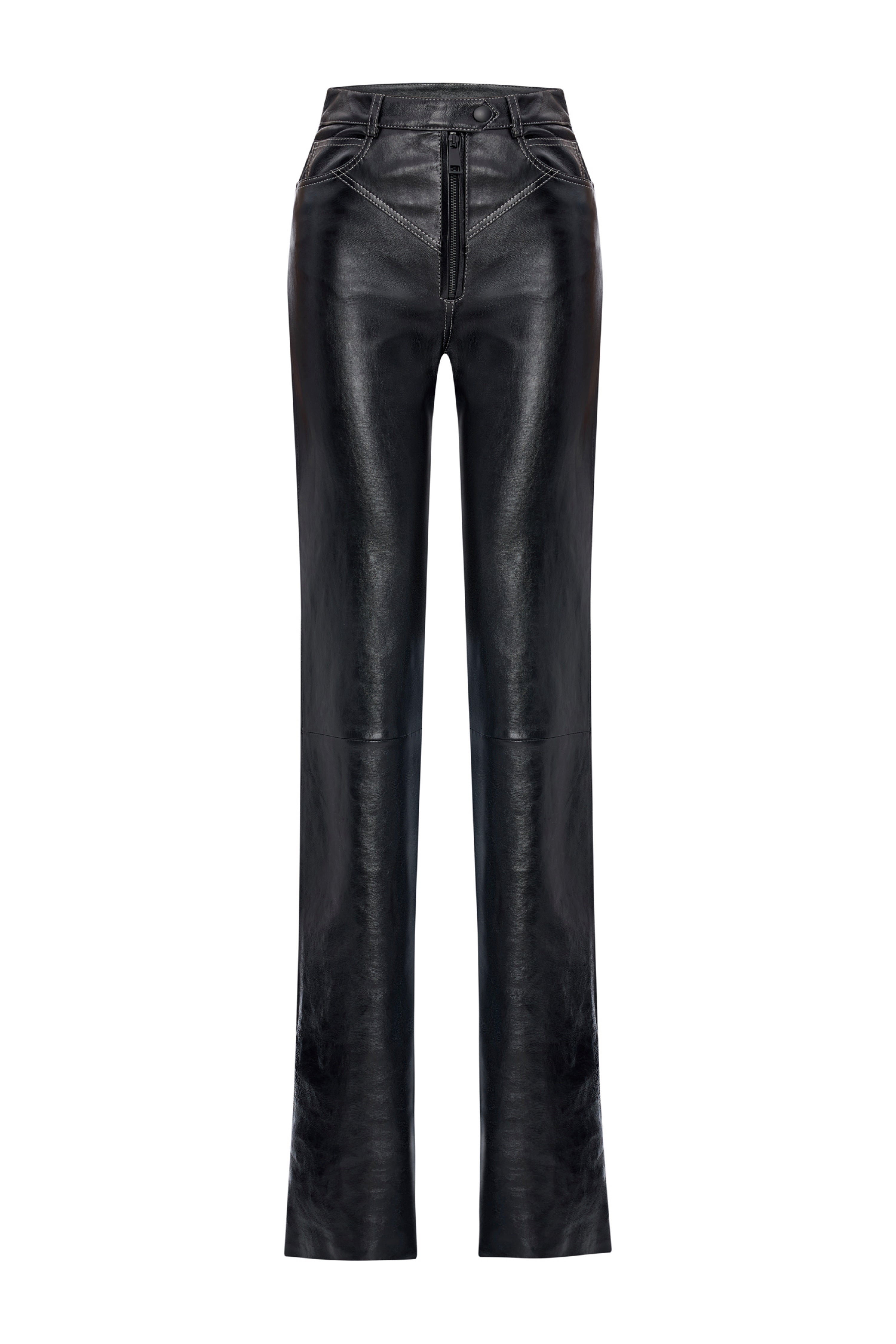 'Era Pant' Stiching detailed leather pant