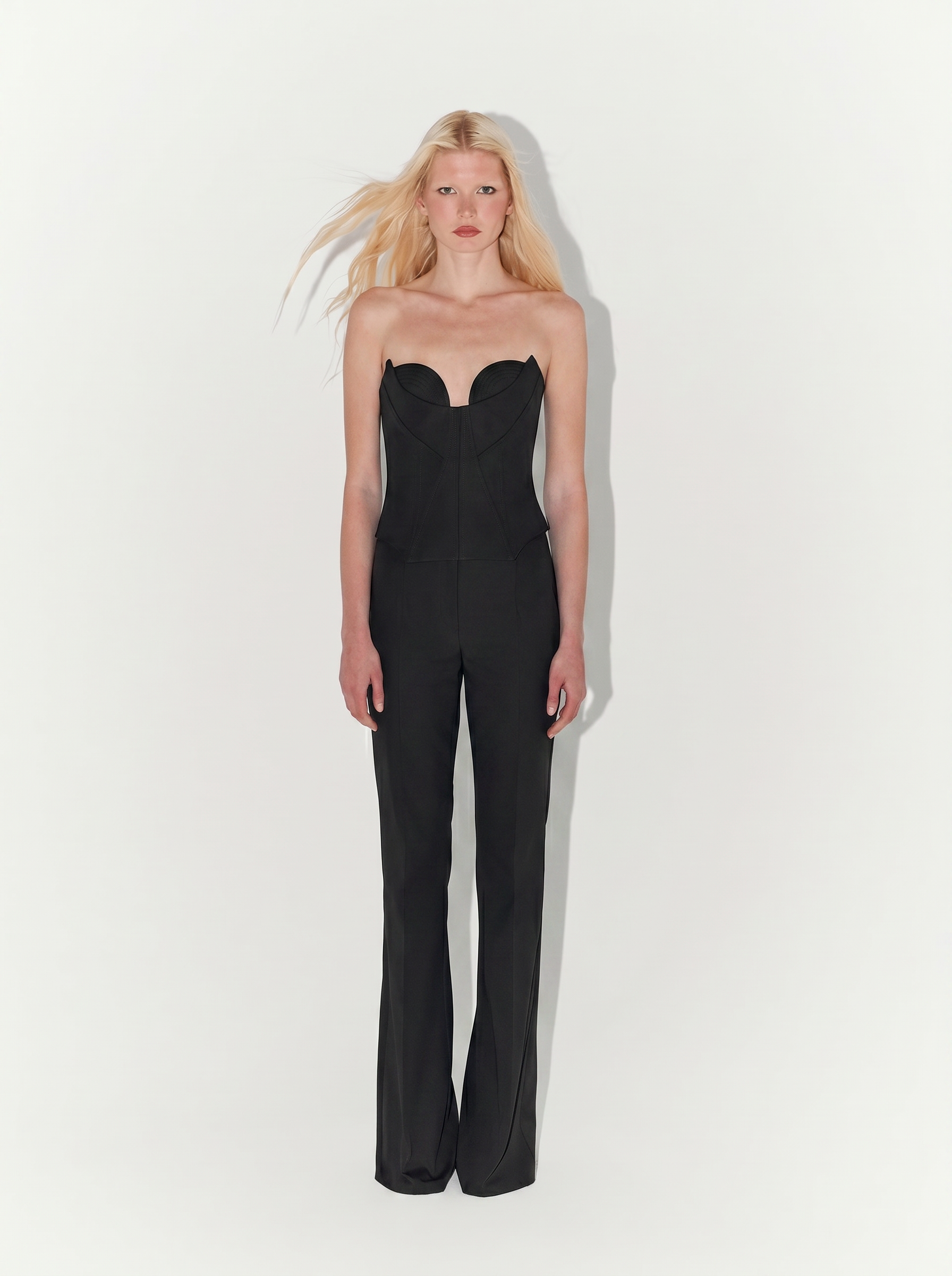 Structured Gabardine Bustier in Black