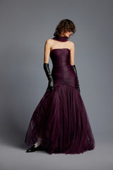 'Eva' Hand Draped Evening Gown in Tulle