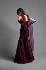 'Eva' Hand Draped Evening Gown in Tulle