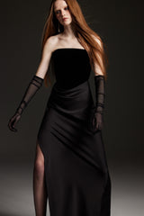 "Katie" Black Bustier Long Dress
