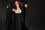 "Bessi" Black Taffeta Midi Dress