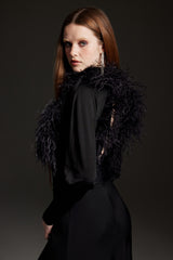 "Cara" Black Jersey Midi Dress