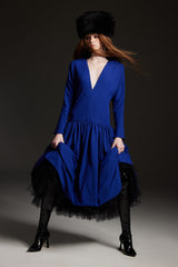 "Pia" Midnight Blue Midi Dress