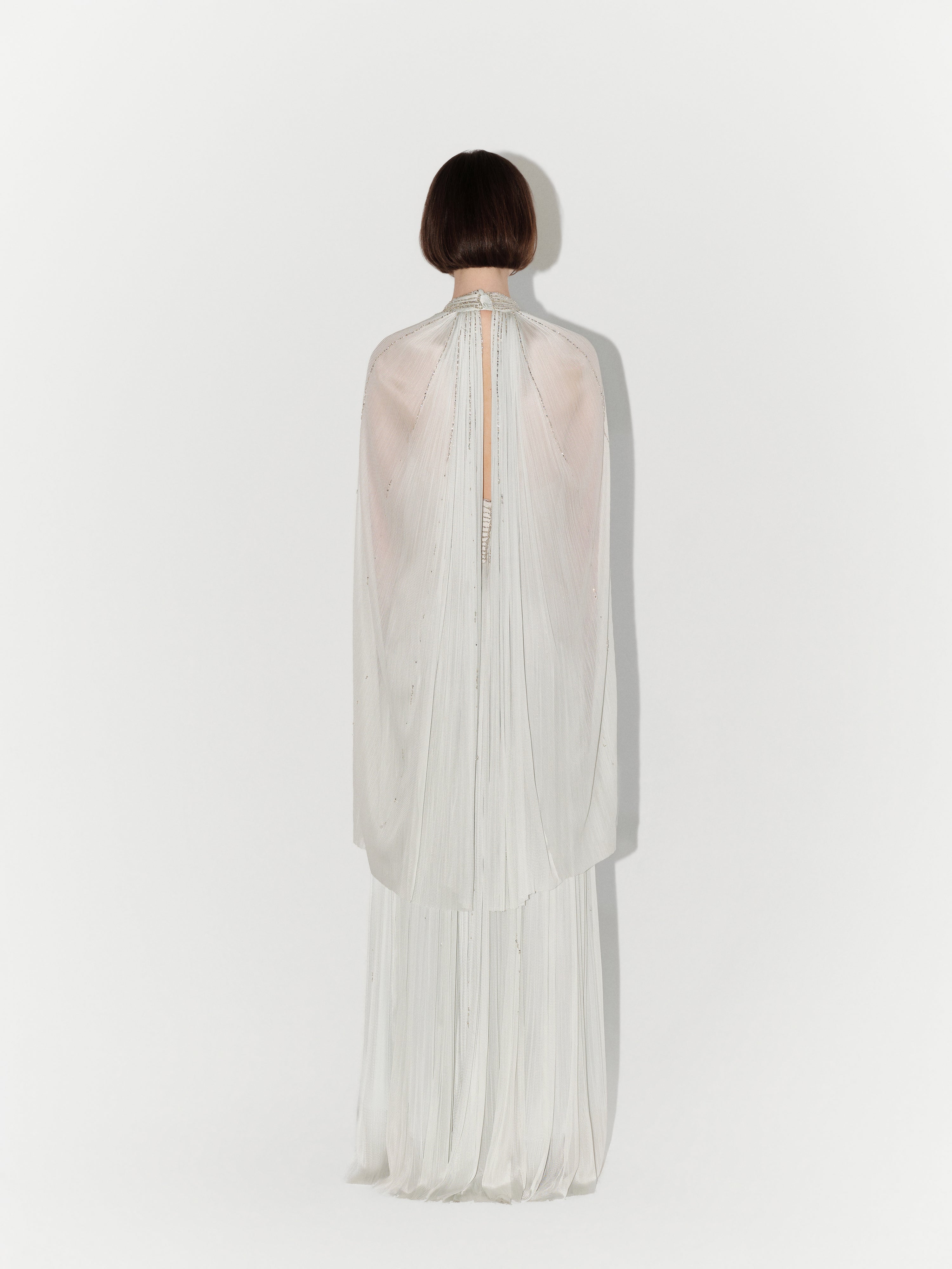 Hand-Embellished Silk Tulle Gown In Mint