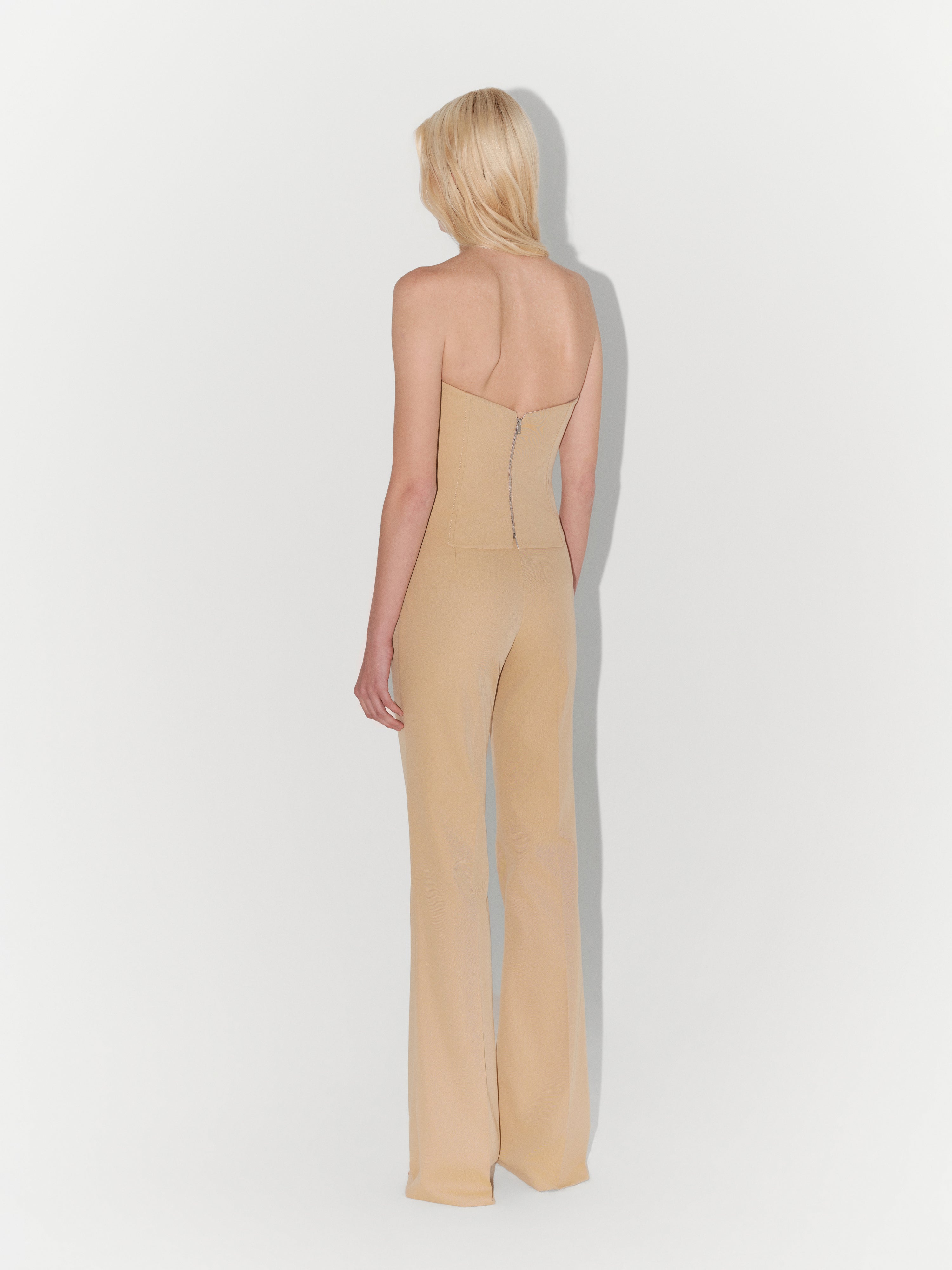 Gabardine Flare Trousers in Beige
