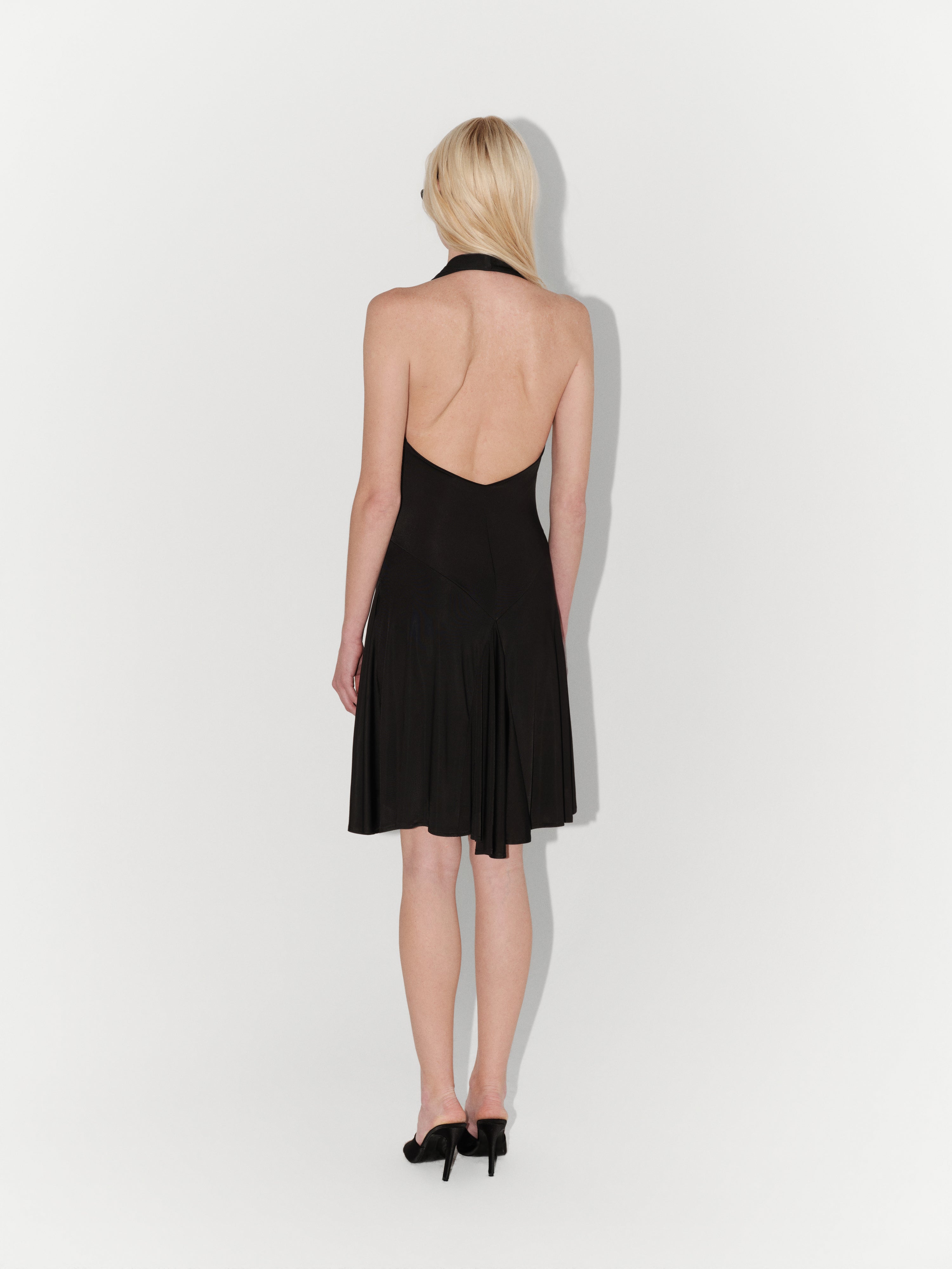 Halter-Neck Jersey Mini Dress in Black