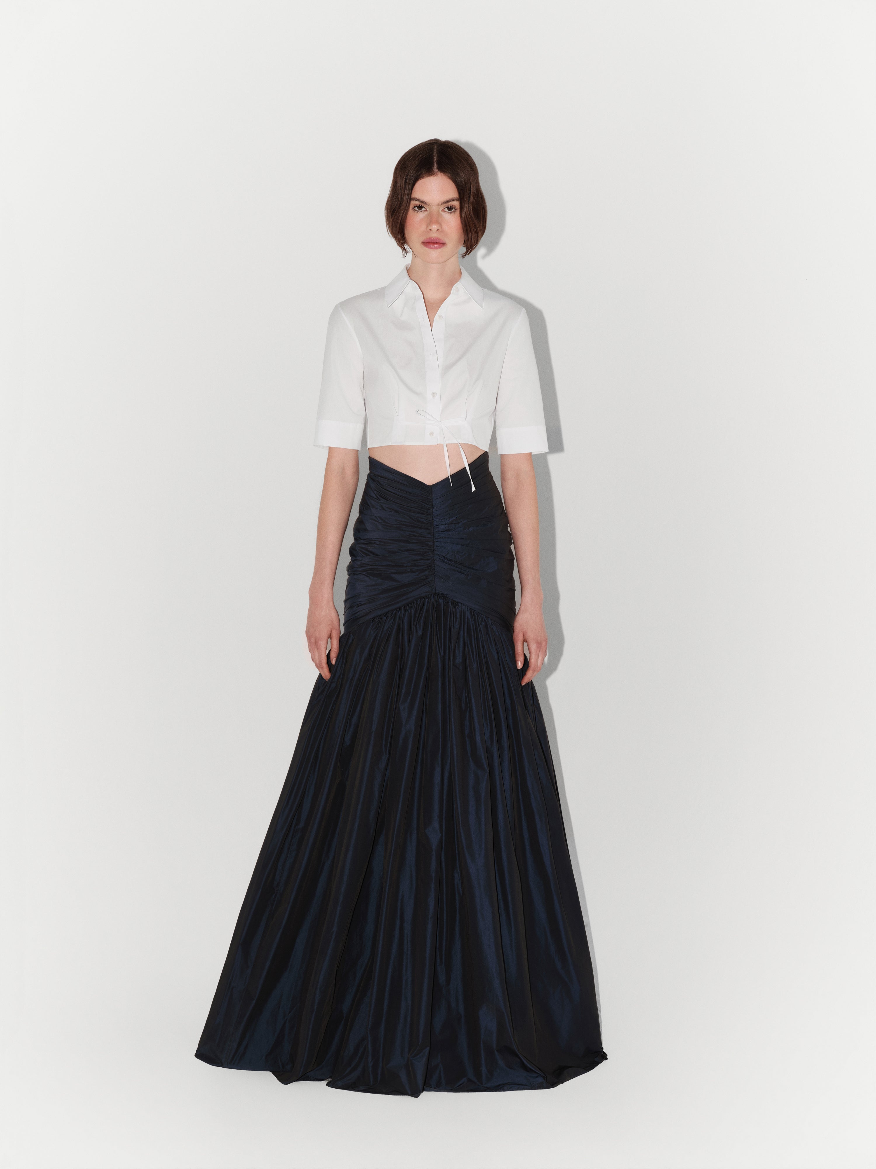 Taffeta Mermaid Skirt in Navy Blue