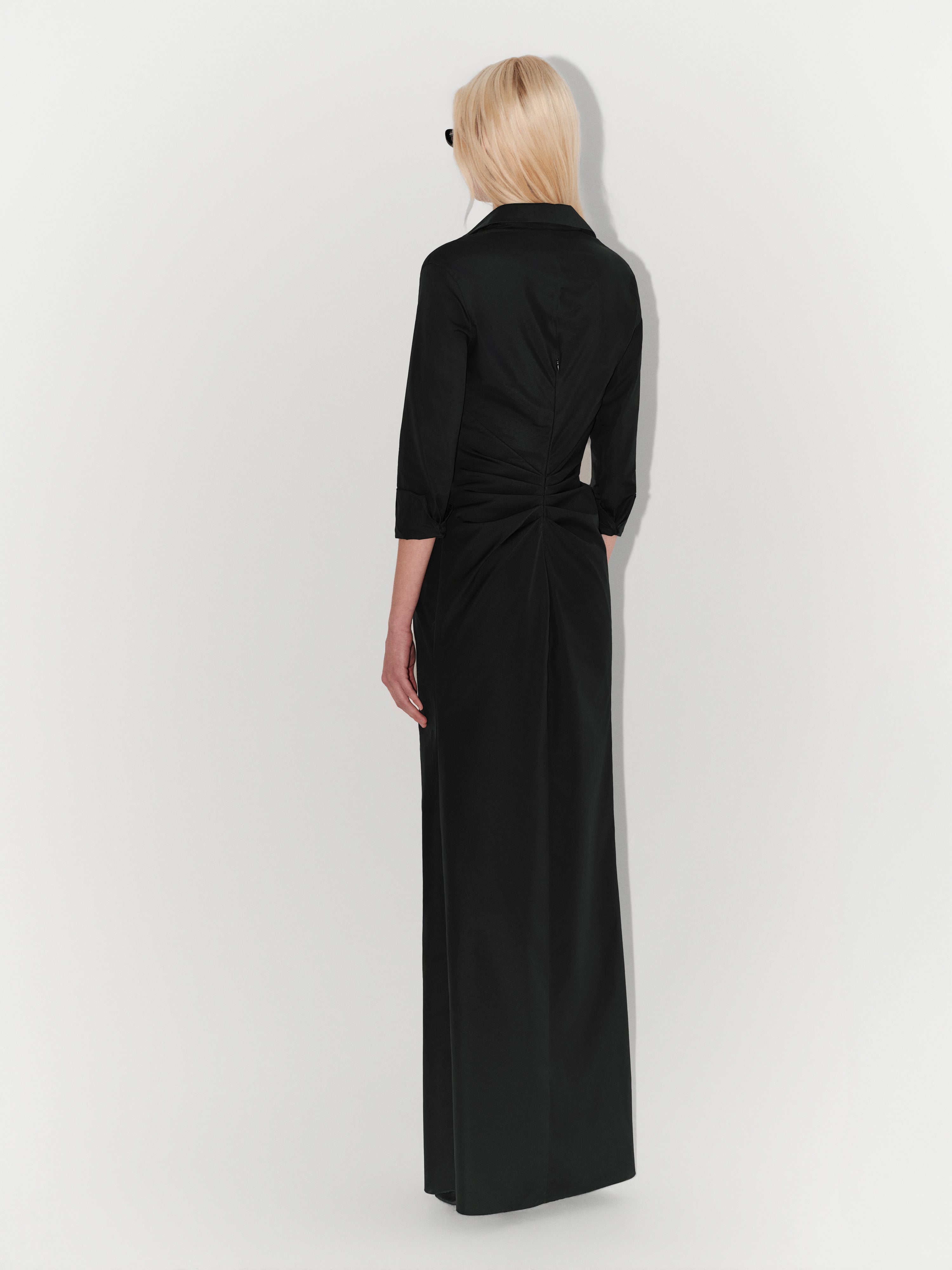Poplin Maxi Shirt Dress in Black