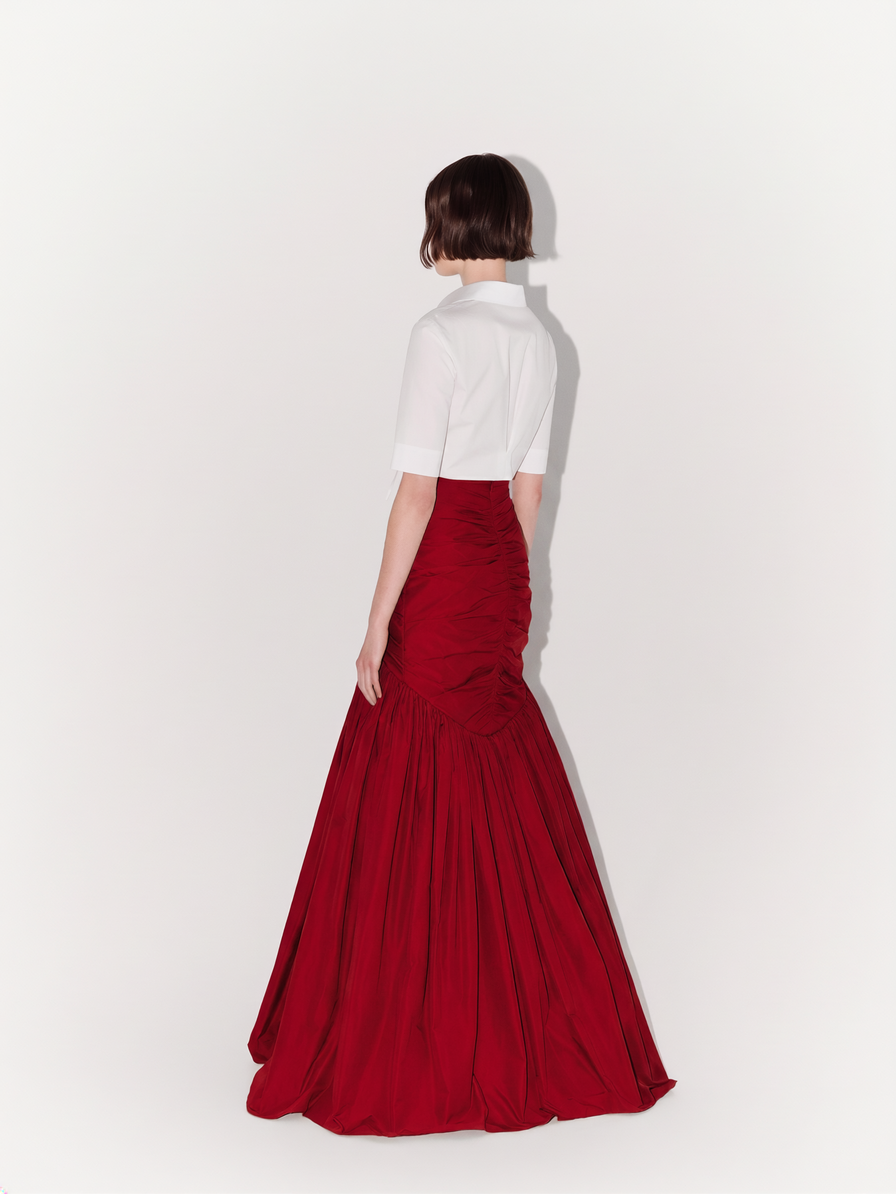 Taffeta Mermaid Skirt in Red