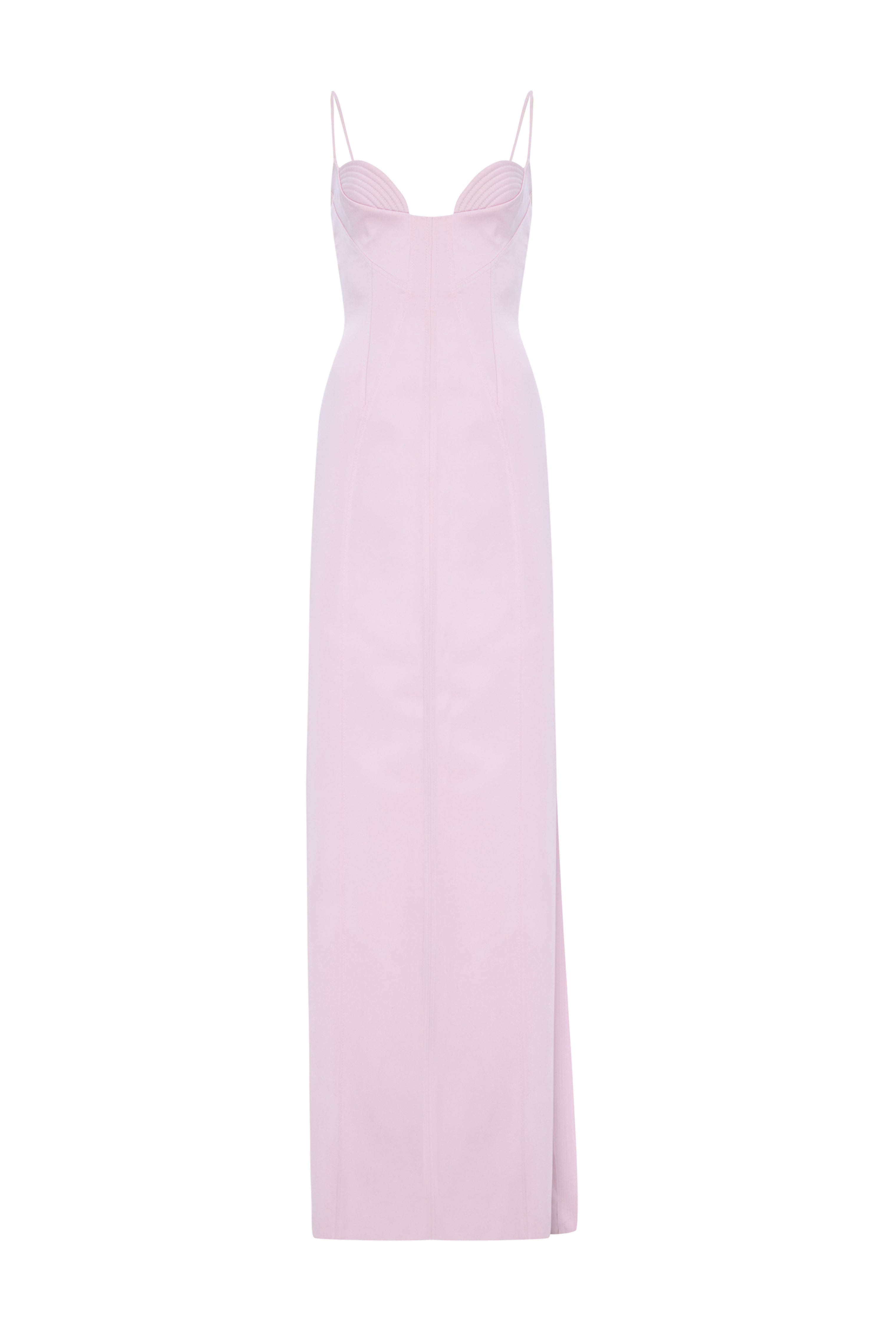 'Rita' Strapless babydoll satin maxi dress