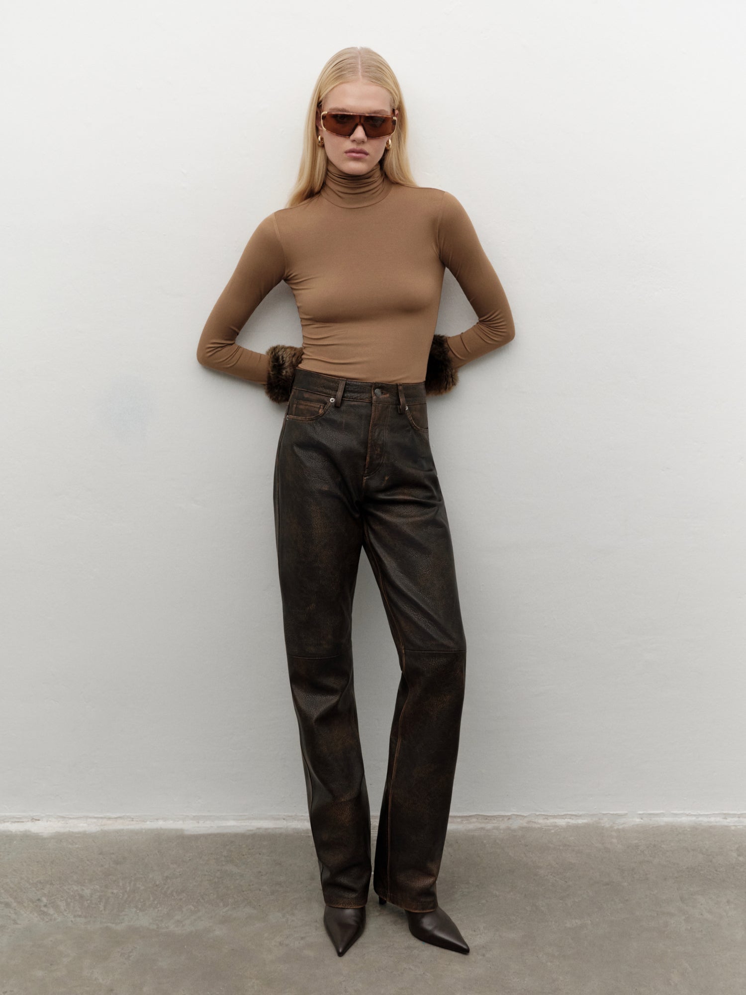 Turtleneck Bodysuit  in Toffee Beige