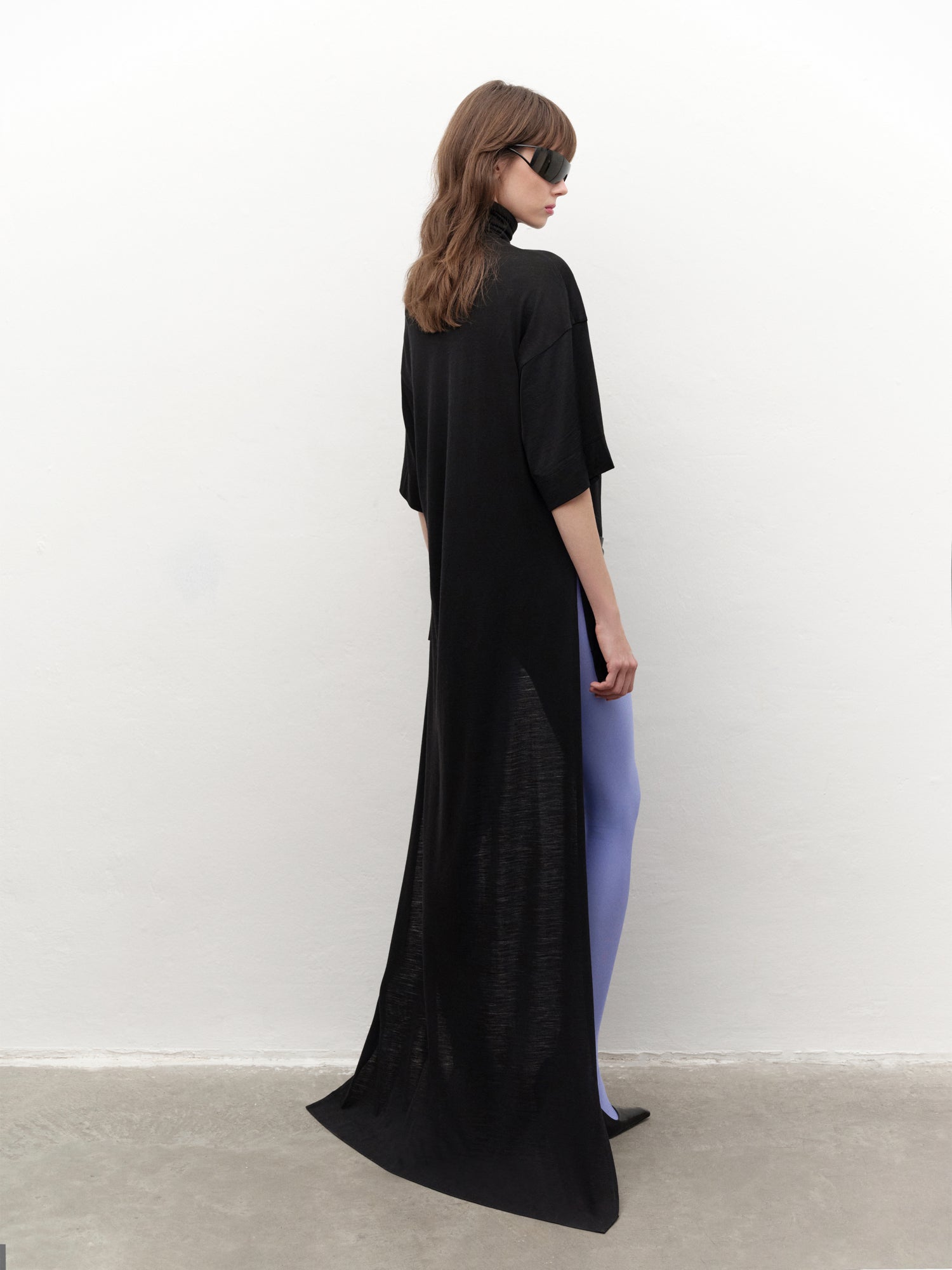 Wool-blend Turtleneck with Tail in Black