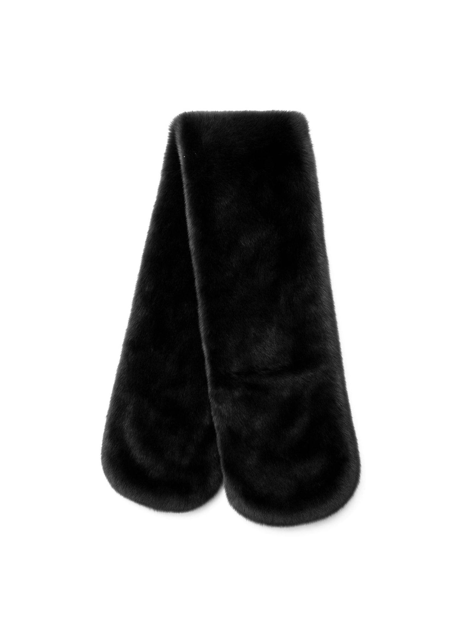 Kangaroo Pocket-detailed Faux Fur Scarf in Brown