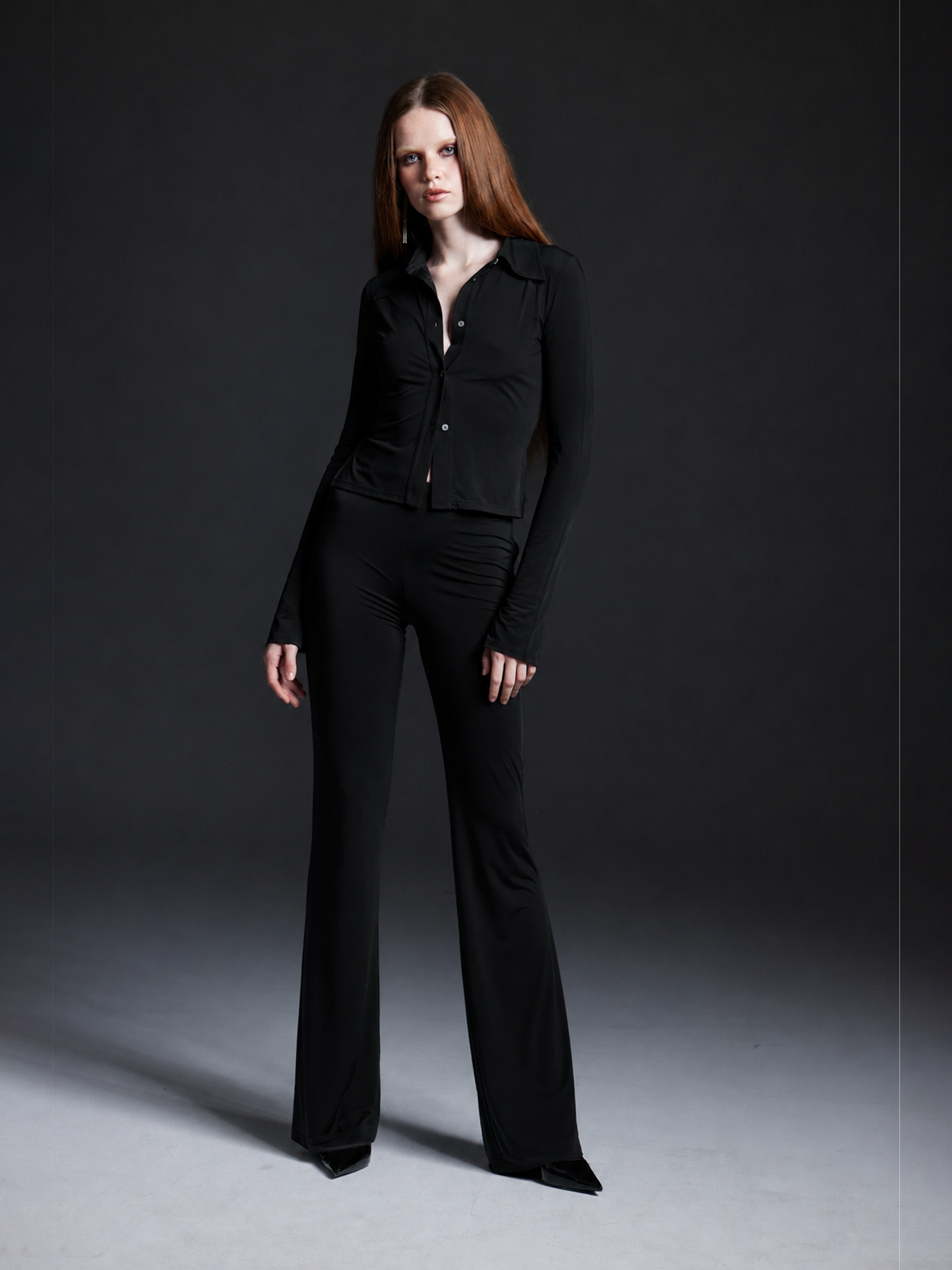 Black Flared Jersey Pants