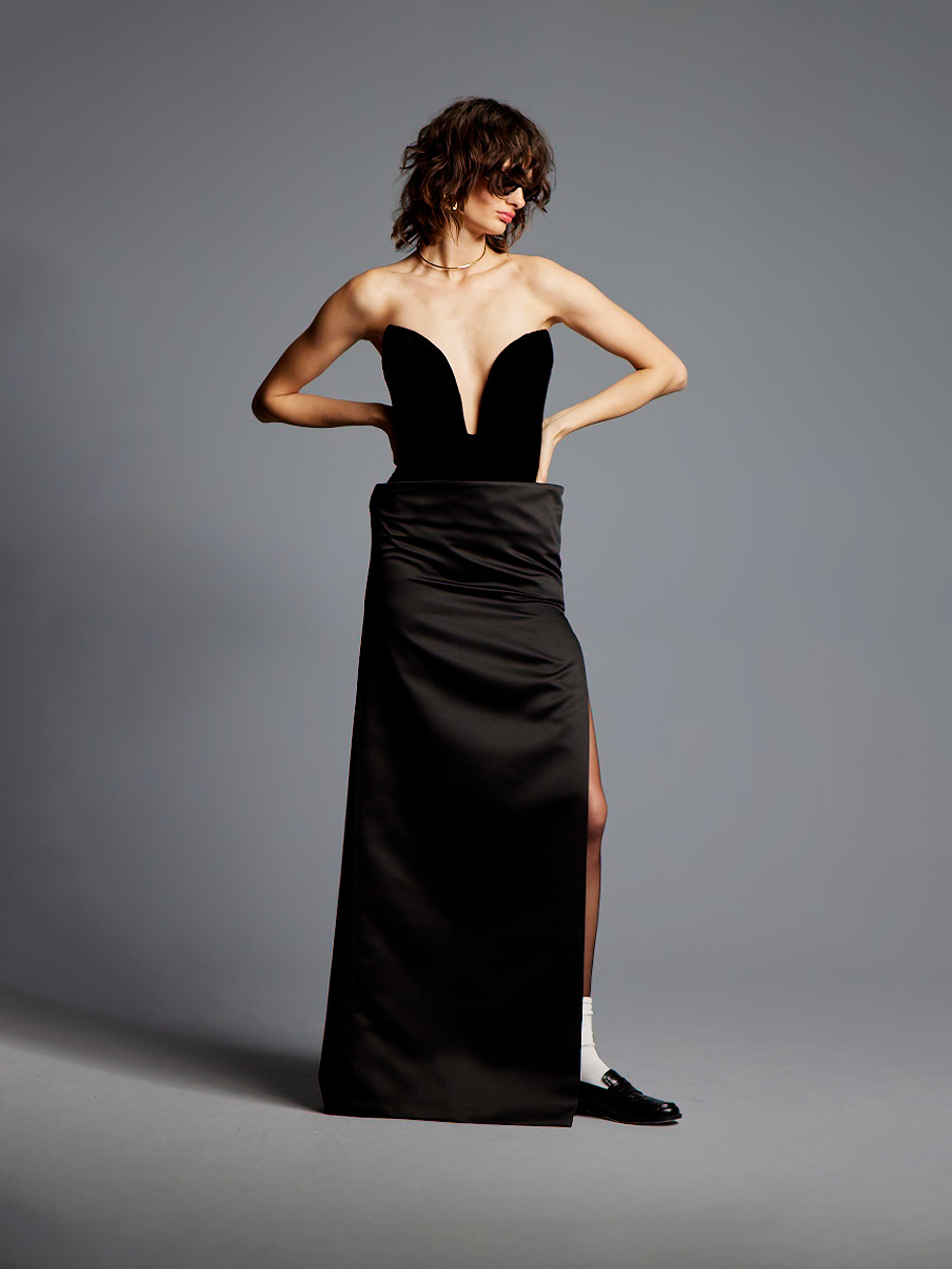Black Velvet and Satin Dress