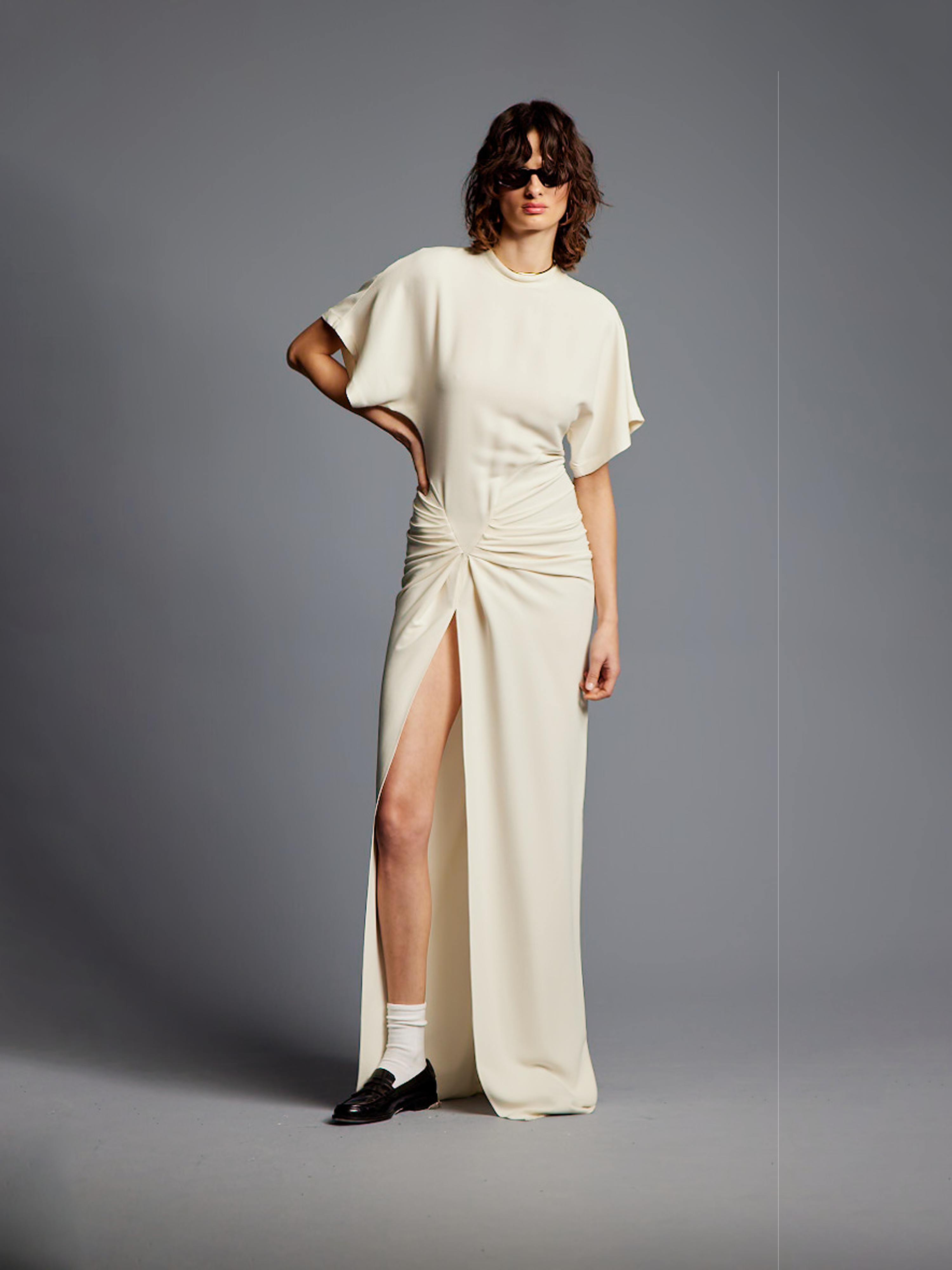 Cream Draped Dress