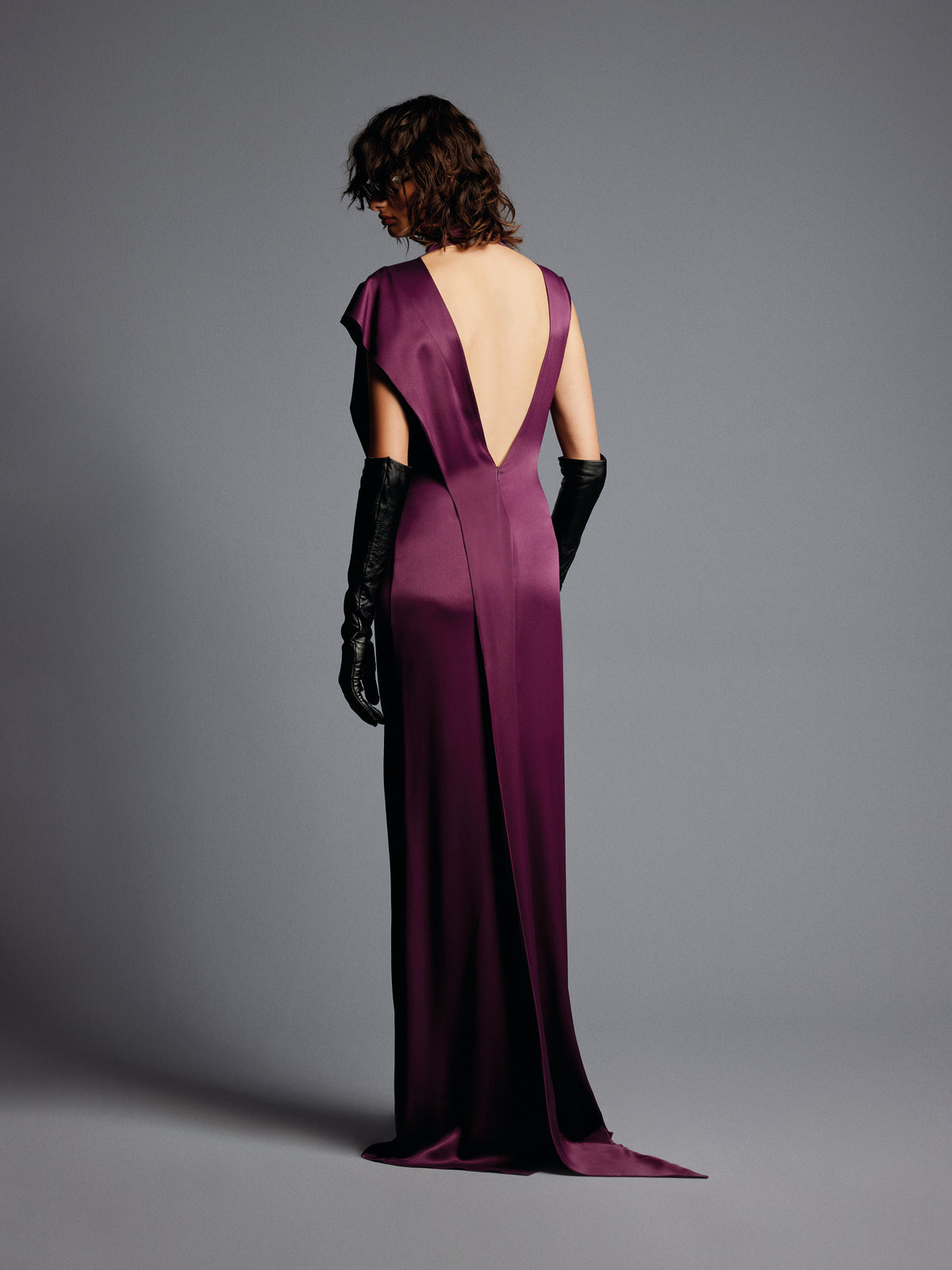 Plum Satin Column Dress
