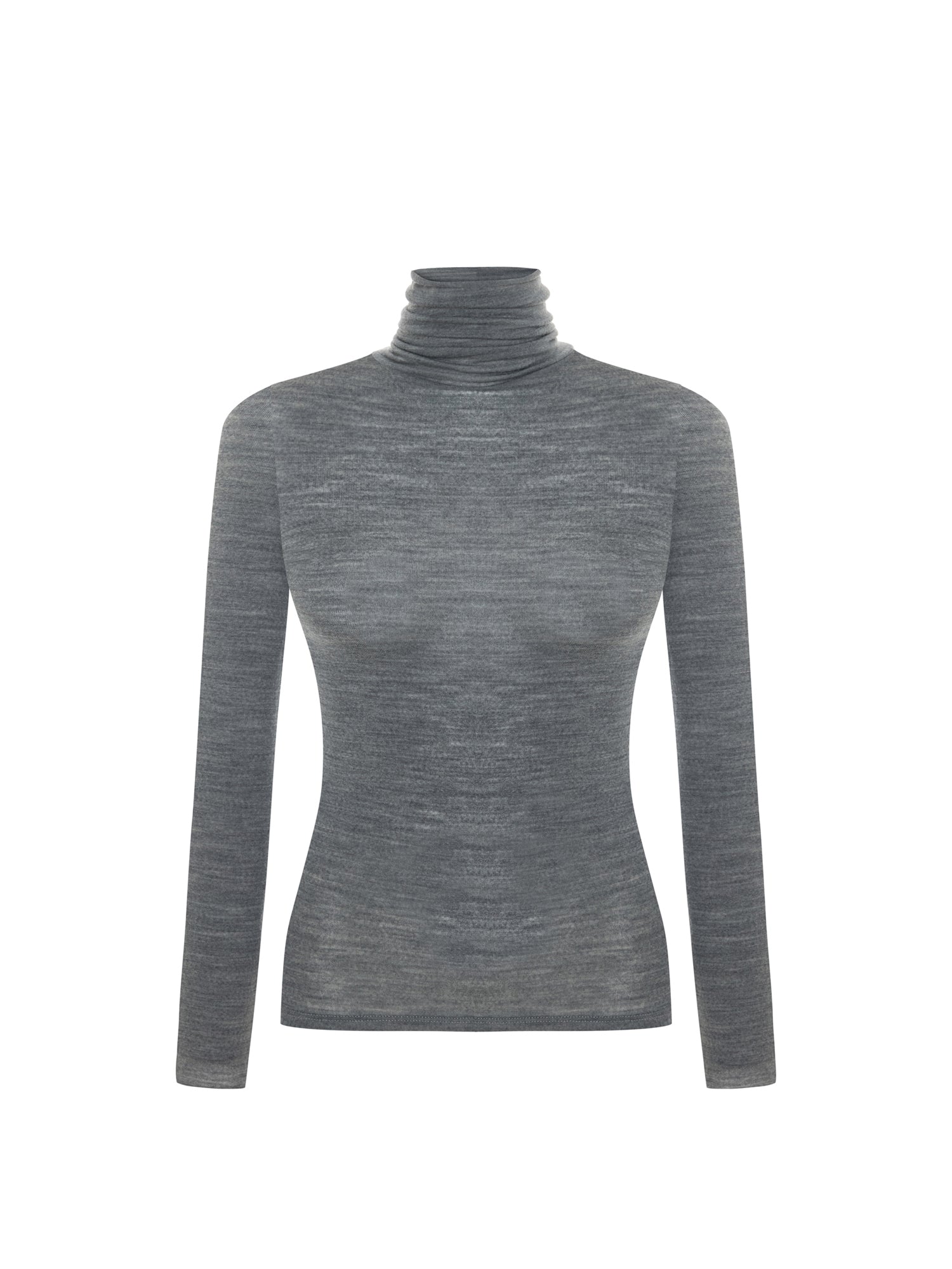 Merino-wool Turtleneck Top in Grey