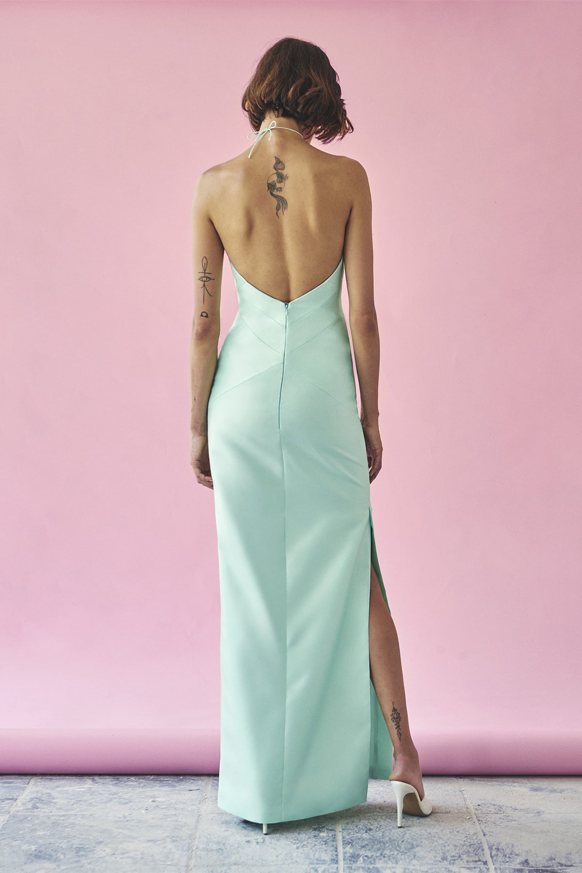 Mint Cutout Taffeta Maxi Dress